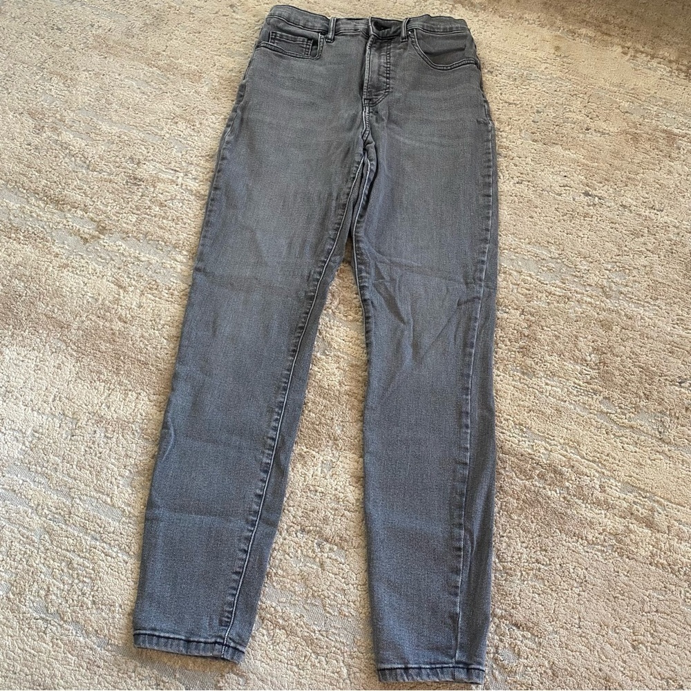 Everlane Charcoal Gray Denim Jeans High Rise Waist Skinny Tapered Leg: 29 Tall